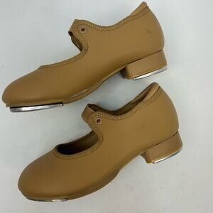 Tap Dance Shoes Elastic Slip On Tan Girls Size 11.5 C Perfect for Young Dancers!